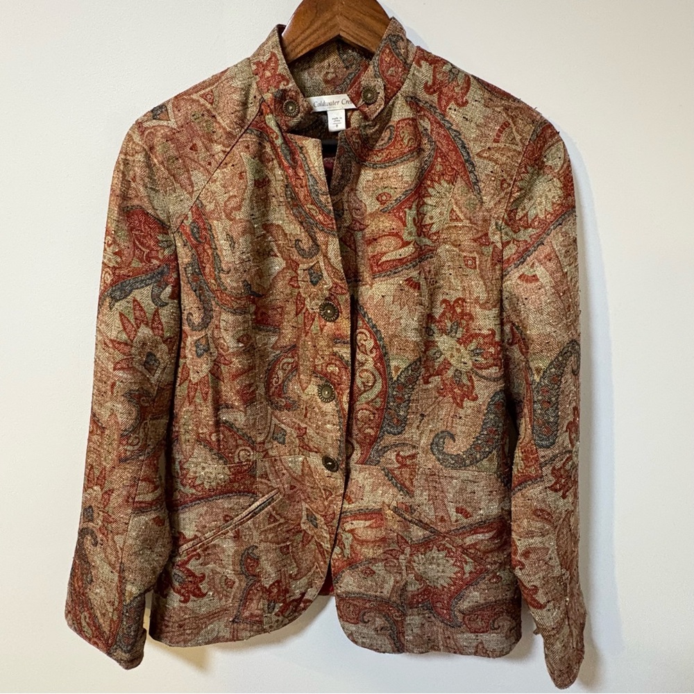 Cold Water Creek Paisley Tapestry Jacket Women’s Boho Artsy Blazer Vintage Sz 8